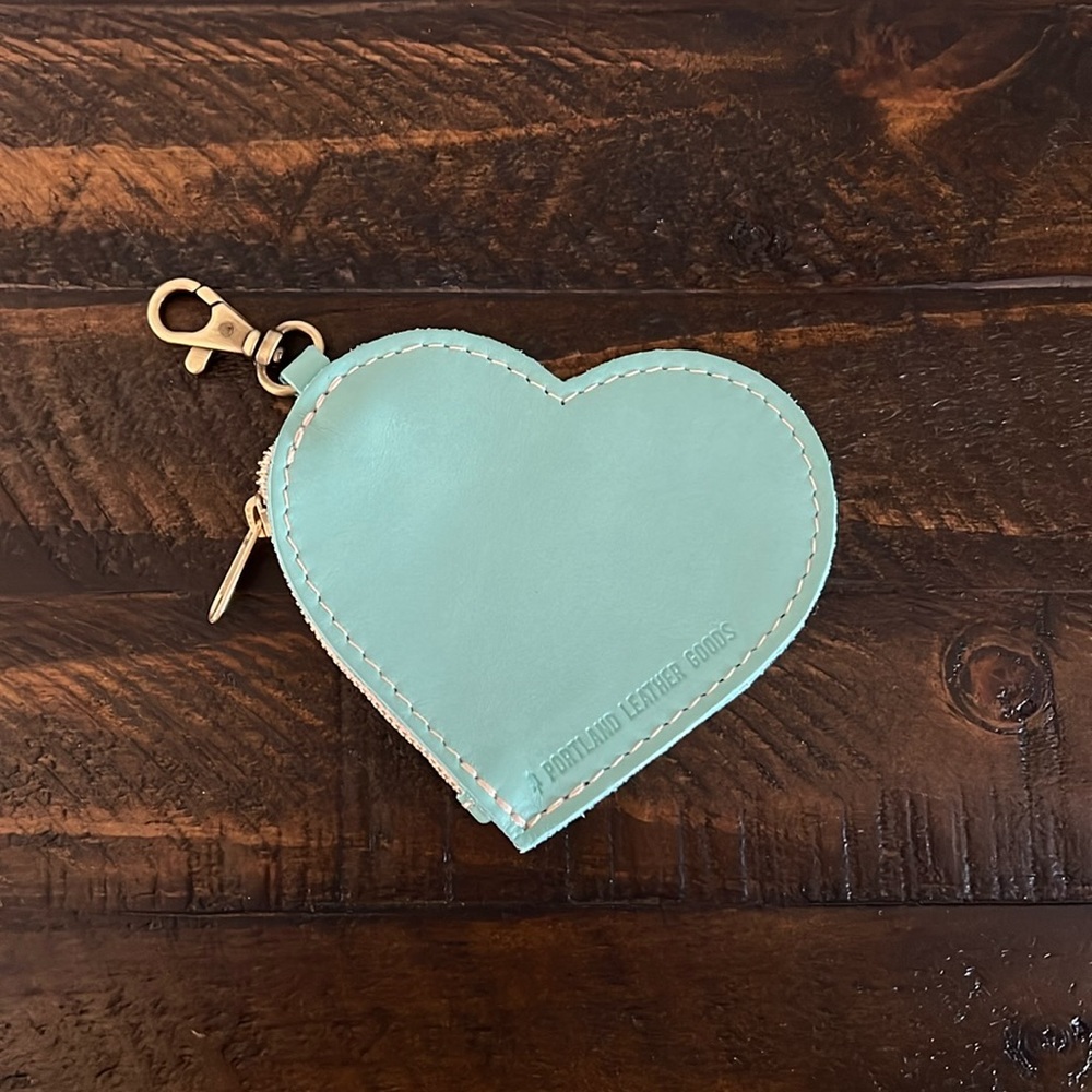 Portland Leather Goods Mint Heart Pouch, NEW.